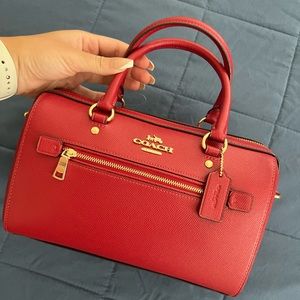 NEW Coach Red Rowan Satchel Cherry Red